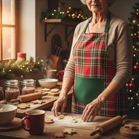 Grembiule tartan rosso con tasca