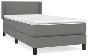Giroletto a molle con materasso grigio scuro 100x200 cm tessuto