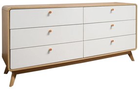 Cassettiera bassa bianca con effetto rovere 150x74 cm Caitlin - Støraa