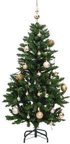 Albero Natale Incernierato con 150 LED e Palline 150 cm