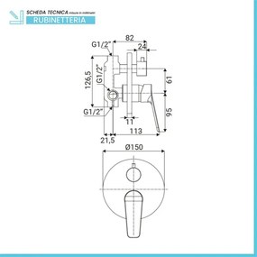 Miscelatore doccia in ottone cromato lucido con deviatore Vegas