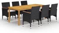 Set Mobili da Pranzo per Giardino 7 pz Nero 3067863