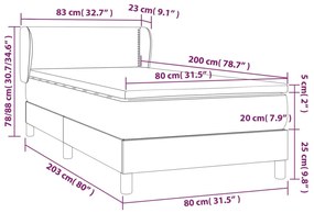 Giroletto a Molle con Materasso Grgio 80x200 cm in Similpelle