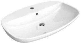 Flaminia NUDA 85 lavabo 85x58 da appoggio o sospeso monoforo con piano rubinetteria in ceramica bianco