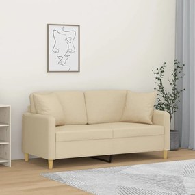 Divano A 2 Posti Con Cuscini Crema 140 Cm İn Tessuto /