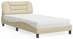 Letto con materasso crema 100x200 cm in tessuto
