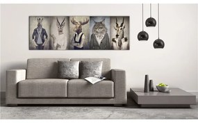 Quadro Animal Masks  Colore Bianco, Dimensioni e Misure 150x50