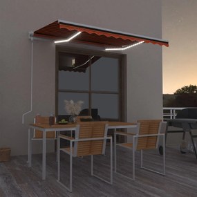Tenda Automatica Sensore Vento E Led 350x250 Cm Arancio Marrone /