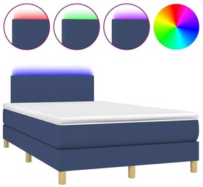 Letto a molle con materasso e led blu 120x200cm in tessuto