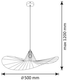 Lampadario su corda ABANO 1xE27/20W/230V