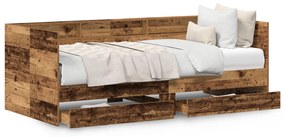 Letto a giorno con cassetto legno vecchio legno ingegnerizzato