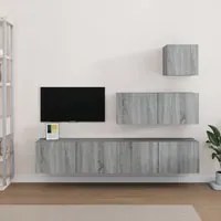 Set di Mobili Porta TV 4 pz Grigio Sonoma in Legno Multistrato cod mxl 20232