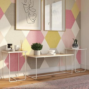 Set di tavoli consolle bianchi/di colore naturale con piano effetto frassino 3 pz 50x100 cm Dante – Støraa