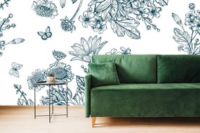 Carta da parati autoadesiva – Bouquet disegnato di fiori