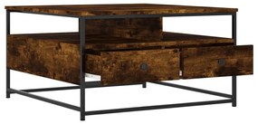 Tavolino da salotto rovere fumo 80x80x45 cm legno multistrato