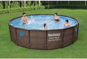 Piscina rattan con oblò rotonda ø 488x122 cm con pompa a cartucce Bestway 56725