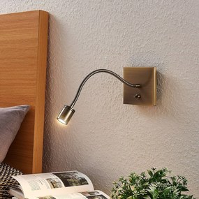 Lampada a LED da lettura Mayar, 2, ottone, Lindby, 11 cm