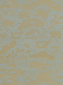 GP & J Baker Carta da parati Heron & Lotus Flower - Eucalyptus