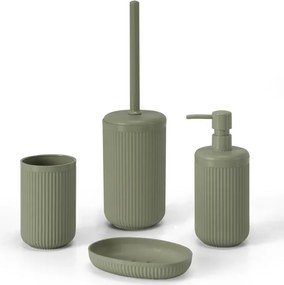 Set accessori bagno completo di 4 pz verde cannettato Arizona