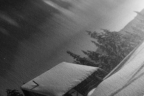 Stampa su tela – Paesaggio invernale fiabesco in bianco e nero