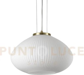 Plisse' lampadario a sospensione in vetro soffiato con decoro in ri...