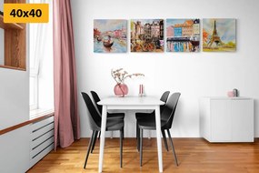 Set di quadri – Città dipinte in colori pastello