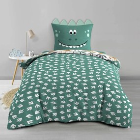 Set copripiumino e federa da bambini bianco/verde in cotone per letto singolo 140x200 cm Dina – douceur d'intérieur