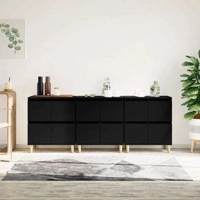 Credenze 3pz Nere 60x35x70 Cm İn Legno Multistrato /