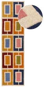 Passatoia in lana tessuta a mano 60x230 cm Retro Blocks - Flair Rugs