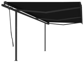 Tenda Da Sole Retrattile Manuale Con Pali 6x3,5 M Antracite /