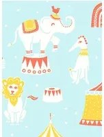 Majvillan Carta da parati Circus - Light Blue/ Red/ Yellow/ Cream White
