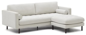 Kave Home - SofÃ  Debra a 3 posti con poggiapiedi in ciniglia perla e gambe con finitura wenguÃ© 222 cm