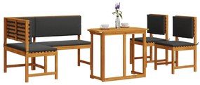Set da giardino  in 4 pezzi con cuscini in legno massello di acacia