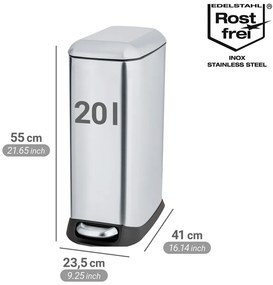 Cestino per la spazzatura color argento opaco in acciaio inox con pedale 20 l Design – Wenko