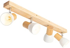 Faretto da soffitto in legno con bianco regolabile 4 luci - Thorin