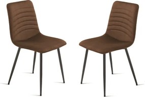 Sedia imbottita in tessuto cannettato Marrone CANNETO 2 sedie