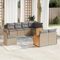 Set Divano da Giardino 8 pz con Cuscini Beige in Polyrattan 3227844