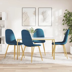 Sedie Da Pranzo 4 Pz Blu İn Velluto /