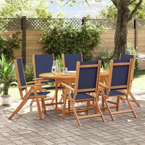 Set Pranzo Da Giardino 7pz Legno Massello Di Acacia E Textilene /