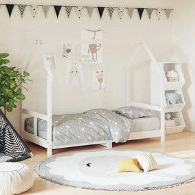 Giroletto Per Bambini Bianco 80x160cm İn Legno Massello Di Pino /