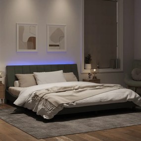 Giroletto con luci led grigio chiaro 180x200 cm in velluto