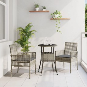 Set pranzo giardino 3 pezzi grigio polirattan