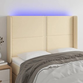 Testiera A Led Crema 147x16x118/128 Cm İn Tessuto /