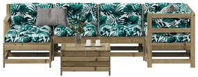 Set divani da giardino 7pz con cuscini legno impregnato di pino