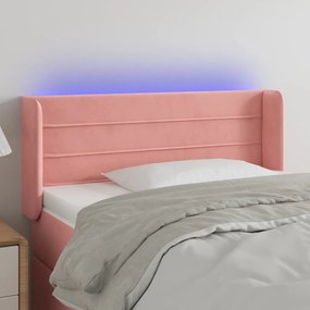 Testiera A Led Rosa 93x16x78/88 Cm İn Velluto /