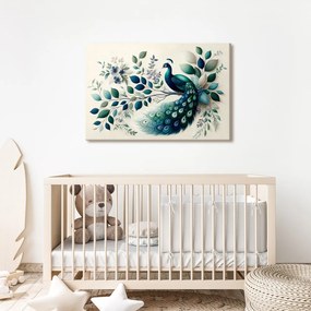 Quadro su tela – Pavone elegante tra le foglie