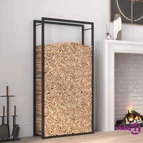 vidaXL Portalegna Nero Opaco 80x28x154 cm in Acciaio