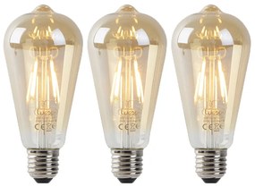 Set di 3 lampadine LED E27 ST64 oro con sensore crepuscolare 4W 400lm 2200K