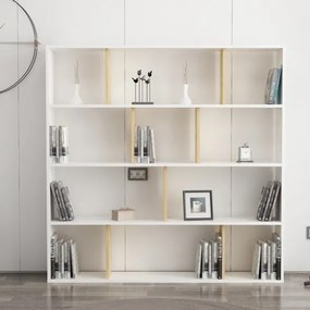 Libreria A Parete Salvaspazio 145x25x145H Bianco E Rovere Hodbi