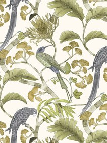 Josephine Munsey Carta da parati Living Branches - Hilles White and Greens